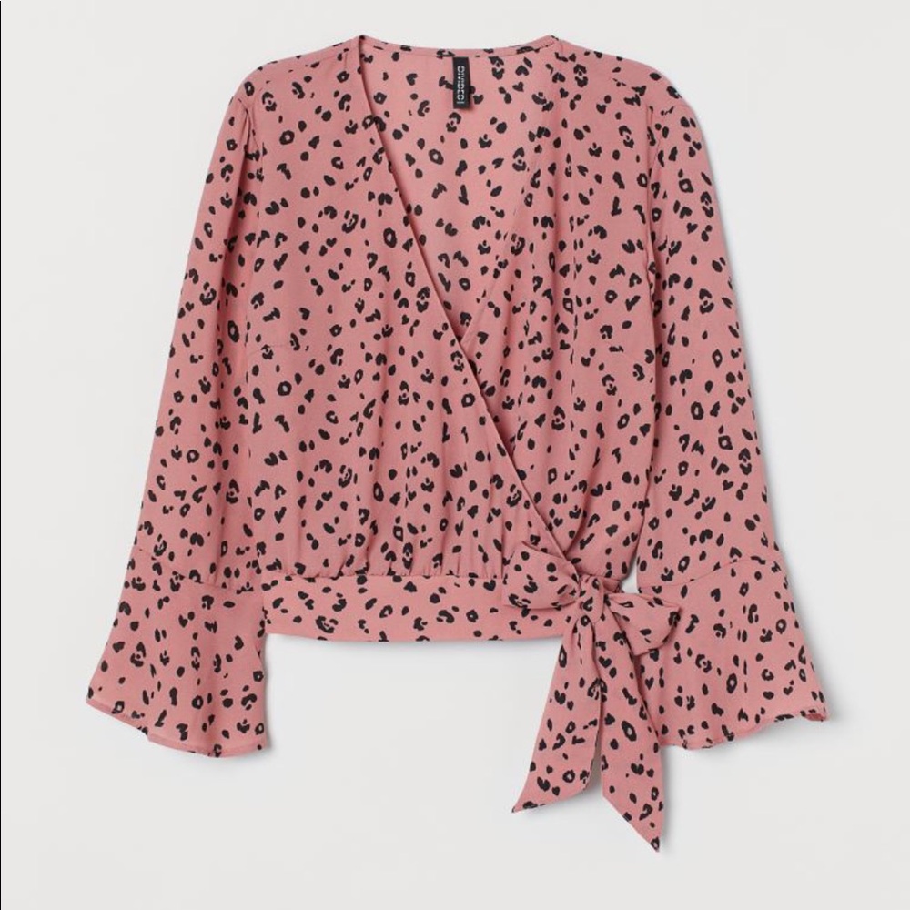 H&M Pink Animal Print Tie Top